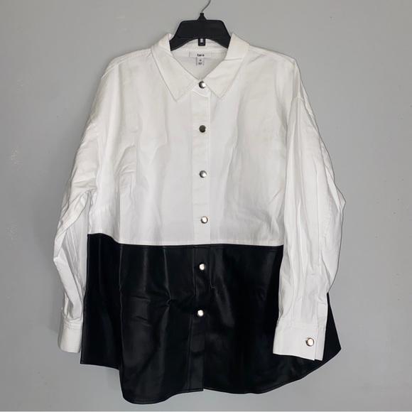 Barr III black/white leather shirt, size 2X - Picture 4 of 7